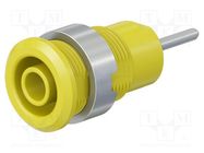 Connector: 4mm banana; socket; 24A; 1kV; L: 35.5mm; yellow; on panel STÄUBLI