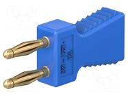 Connector: 2mm banana; stackable safety shunt; 10A; blue; 30.4mm STÄUBLI