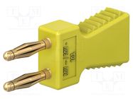 Connector: 2mm banana; stackable safety shunt; 10A; yellow; 70VDC STÄUBLI