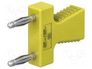 Connector: 2mm banana; stackable safety shunt; yellow; 10A; 60VDC STÄUBLI