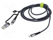 Cable; USB 2.0; USB A plug,USB C plug,both sides; 2m; black-grey GOOBAY