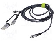 Cable; USB 2.0; USB A plug,USB C plug,both sides; 3m; black-grey GOOBAY