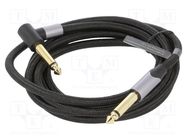 Cable; Jack 6,35mm plug,Jack 6.35mm angled plug; 2m; black VENTION