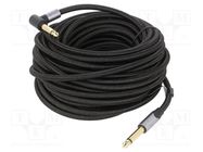 Cable; Jack 6,35mm plug,Jack 6.35mm angled plug; 10m; black VENTION