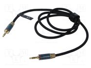 Cable; Jack 3.5mm plug,both sides; 1m; Plating: gold-plated VENTION