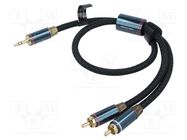 Cable; Jack 3.5mm plug,RCA plug x2; 1.5m; Plating: gold-plated VENTION