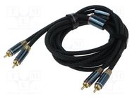 Cable; RCA plug x2,both sides; 10m; Plating: gold-plated; black VENTION