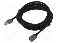 Cable; USB 3.0; USB A socket,USB A plug; nickel plated; 3m; black VENTION