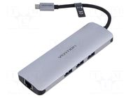 Hub USB; USB 3.0; grey; Number of ports: 9; 0.1m; ABS,aluminium VENTION