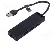 Hub USB; OTG,USB 3.0; LED status indicator; black; 0.15m; ABS VENTION