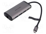 Hub USB; USB 3.0; grey; Number of ports: 8; 0.15m; Colour: black VENTION