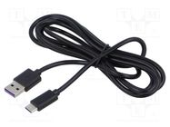 Cable; USB 2.0; USB A plug,USB C plug; 1.5m; black; PVC; 60W; 3A SUNNY