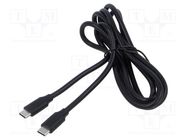 Cable; USB 2.0; USB C plug,both sides; 1.5m; black; PVC; 60W; 4.6A SUNNY