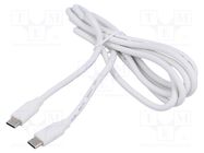 Cable; USB 2.0; USB C plug,both sides; 1.5m; white; PVC; 60W; 4.6A SUNNY