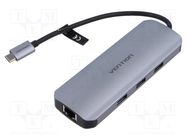 Hub USB; USB 3.0; grey; Number of ports: 6; 0.15m; Colour: black VENTION