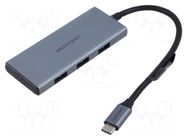 Hub USB; USB 3.0; grey; Number of ports: 7; 0.15m; ABS,aluminium VENTION