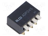 Switch: DIP-SWITCH; Poles number: 4; OFF-ON; 0.025A/24VDC; Pos: 2 TE Connectivity