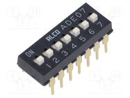 Switch: DIP-SWITCH; Poles number: 7; OFF-ON; 0.1A/24VDC; Pos: 2 TE Connectivity