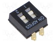 Switch: DIP-SWITCH; Poles number: 2; OFF-ON; -0.025A/24VDC; Pos: 2 TE Connectivity