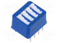 Switch: DIP-SWITCH; Poles number: 4; OFF-ON; Pos: 2; -25÷70°C; THT TE Connectivity