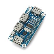 Hub USB Hat - 4-port hub for Raspberry Pi 4B/3B+/3B/Zero - Waveshare 12694