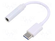 Cable; USB 3.1; Jack 3.5mm socket,USB C plug; 0.12m; white SAVIO