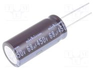 Capacitor: electrolytic; THT; 68uF; 450VDC; Ø16x35.5mm; ±20%; 660mA NICHICON