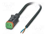 Connection lead; DT06-2S; PIN: 2; straight; 10m; plug; 48VAC; 8A; SAC PHOENIX CONTACT