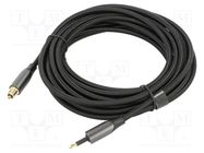 Cable; Toslink 3,5mm Mini plug,Toslink plug; 5m; black; PVC VENTION