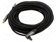 Cable; Toslink plug,Toslink plug angled; 10m; black; PVC; textile VENTION