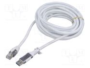 Cable; USB 3.0; RJ45 plug,USB A plug; nickel plated; 2m; white Goobay