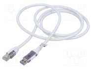 Cable; USB 3.1; RJ45 plug,USB C plug; nickel plated; 1.5m; white Goobay