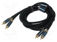 Cable; RCA plug x2,both sides; 1m; Plating: gold-plated; black VENTION