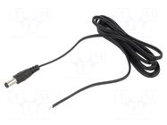 Cable; 2x0.5mm2; DC 5,5/2,1 plug; straight; black-grey,black POS