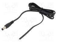 Cable; 2x0.5mm2; DC 5,5/2,5 plug; straight; black-gray,black; 1m POS