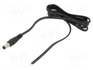 Cable; 2x0.5mm2; DC 5,5/2,5 plug; straight; black-grey,black; 1m POS