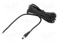 Cable; 2x0.5mm2; DC 5,5/2,1 plug; straight; black; 3m; -20÷80°C POS