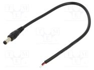 Cable; 2x0.5mm2; DC 5,5/2,5 plug; straight; black; 0.25m; -20÷80°C POS