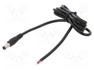 Cable; 2x0.5mm2; DC 5,5/2,5 plug; straight; black; 1m; -20÷80°C POS