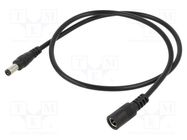 Cable; 2x0.5mm2; DC 5,5/2,1 plug,DC 5,5/2,1 socket; straight POS