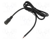 Cable; 2x0.5mm2; DC 5,5/2,1 socket; straight; black; 1m; -20÷80°C POS