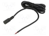 Cable; 2x0.5mm2; DC 5,5/2,1 socket; straight; black; 1.5m; Core: Cu POS