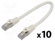 Patch cord; F/UTP; 6; stranded; CCA; PVC; white; 0.25m; 26AWG; 10pcs. LANBERG