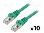 Patch cord; F/UTP; 6; stranded; CCA; PVC; green; 1m; 26AWG; Cores: 8 LANBERG