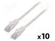 Patch cord; U/UTP; 5e; stranded; CCA; PVC; white; 0.5m; 26AWG; 10pcs. LANBERG