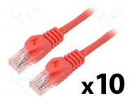 Patch cord; U/UTP; 5e; stranded; CCA; PVC; red; 2m; 26AWG; Cores: 8 LANBERG