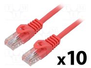 Patch cord; U/UTP; 5e; stranded; CCA; PVC; red; 3m; 26AWG; Cores: 8 LANBERG