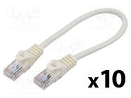 Patch cord; U/UTP; 6; stranded; CCA; PVC; white; 0.25m; 26AWG; 10pcs. LANBERG