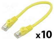 Patch cord; U/UTP; 6; stranded; CCA; PVC; yellow; 0.25m; 26AWG LANBERG