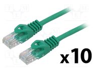 Patch cord; U/UTP; 6; stranded; CCA; PVC; green; 1m; 26AWG; Cores: 8 LANBERG